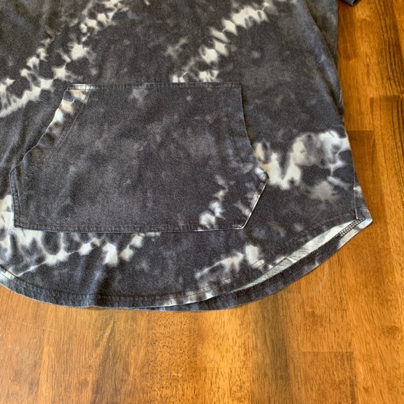 Hollister Hoodie Men’s Large Black and White Tie-Dye Pocket Short Sleeveless - Picture 6 of 9
